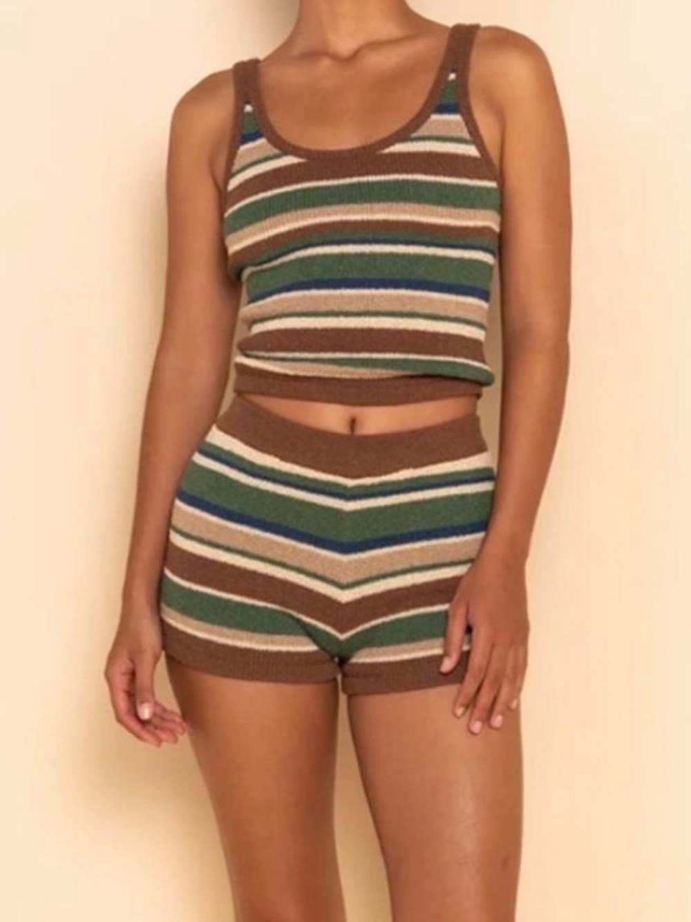 Elce Swim | Reine Knit Tank & Shorts 2 Piece Set In Kiwi Size S